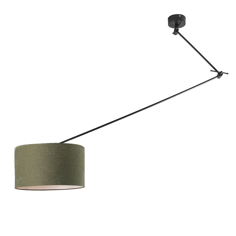 Hanglamp zwart met kap 35 cm groen verstelbaar - Blitz
