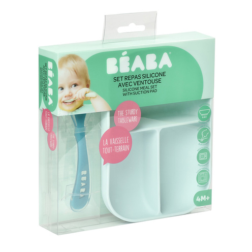Set repas silicone compartimenté Blue - BEABA