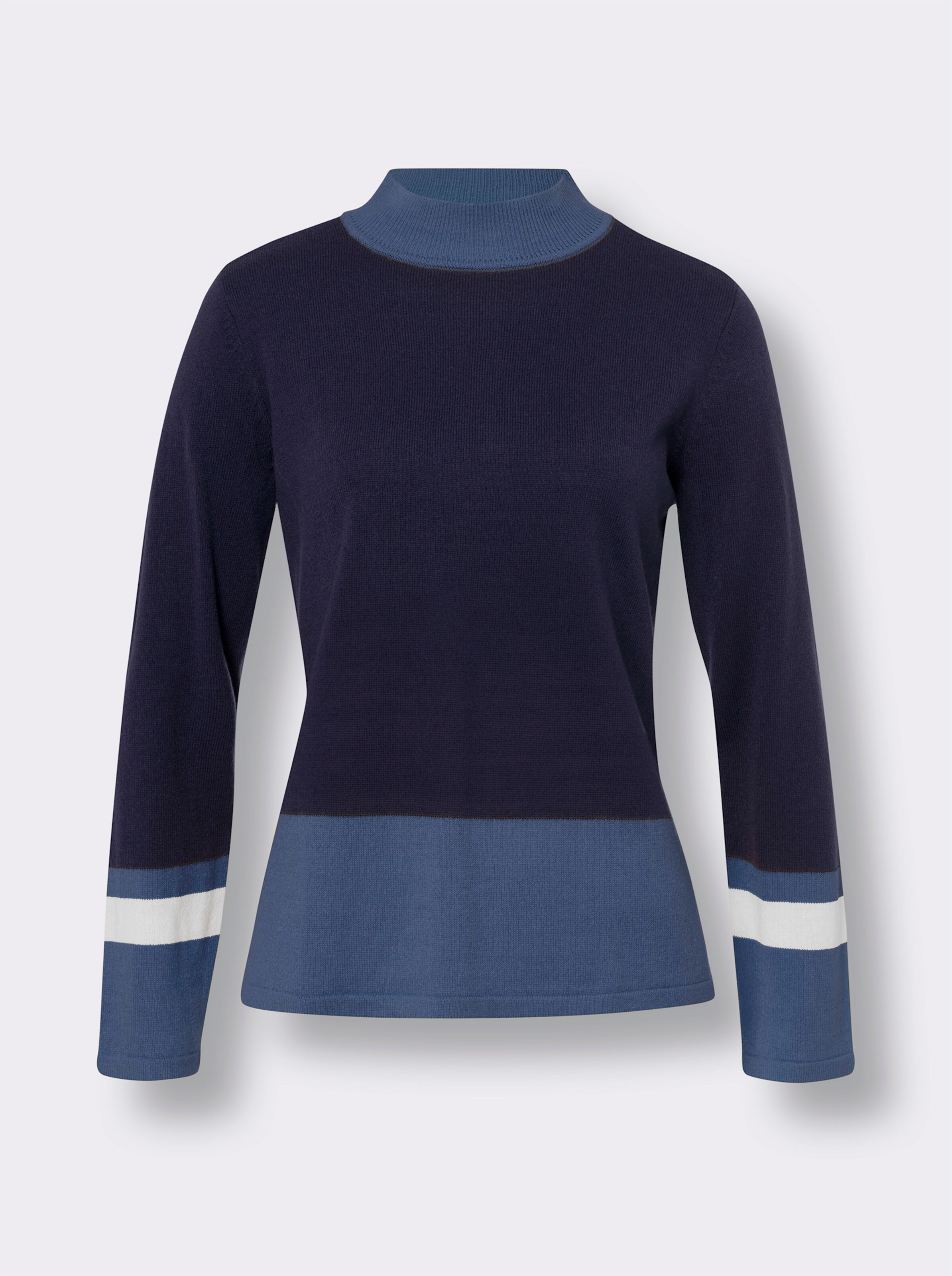 Langarm-Pullover im Color-Blocking-Dessin