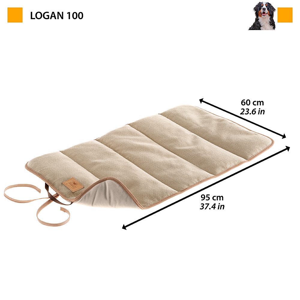 Couverture pour chiens et chats logan 100, double-face, tweed et velours doux, lavable, marron