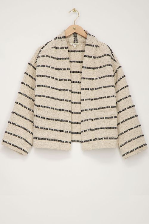 Wit kimono jasje met zwarte strepen