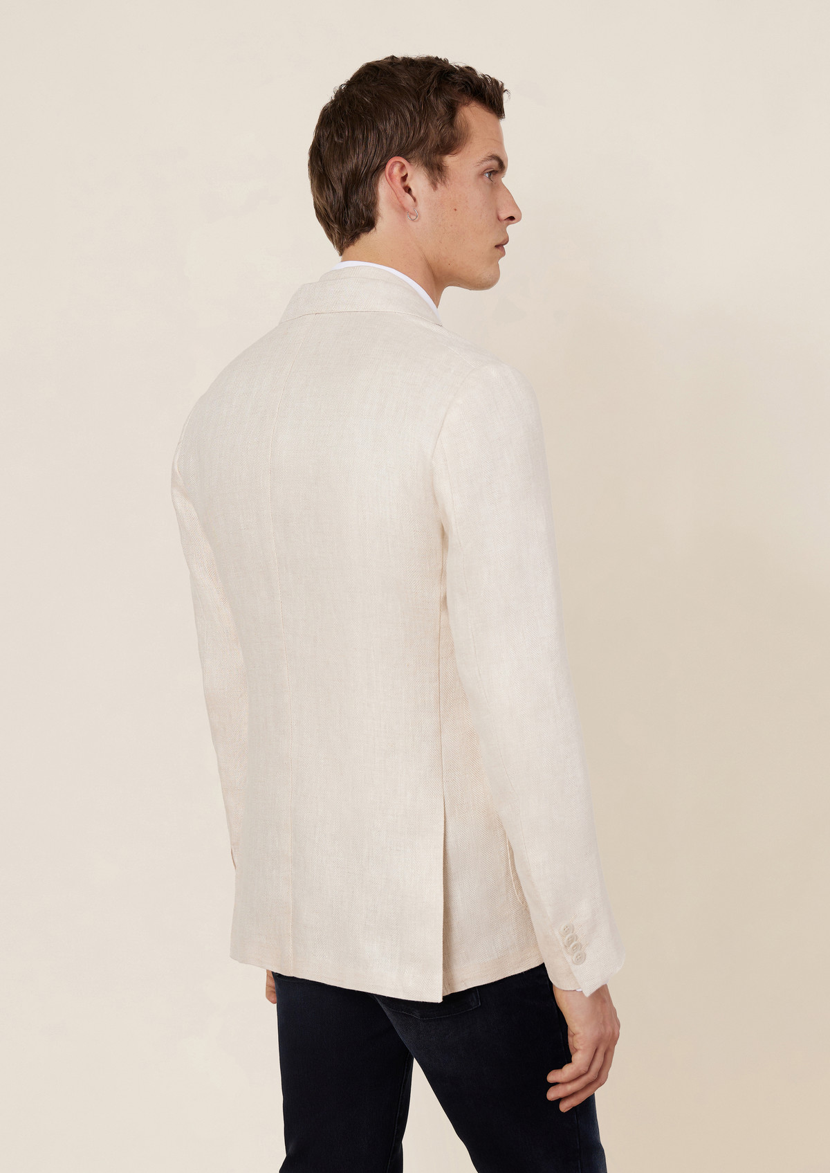Veste coordonnable Regular en lin uni sable