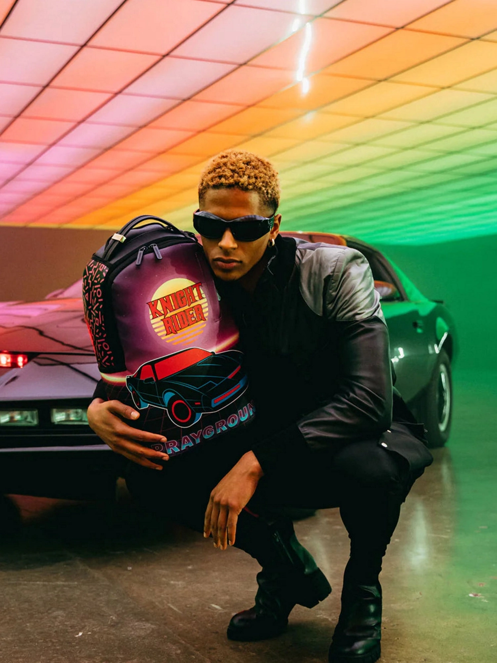 Sprayground Knight Rider 5299 DLXR Backpack purple/red/orange/black