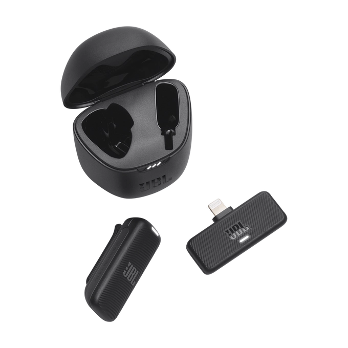 Quantum Stream Wireless Lightning Mikrofon mit Dongle für Streaming und Podcasting für iPhone (JBLSTRMWLLGHTBLK) - Schwarz