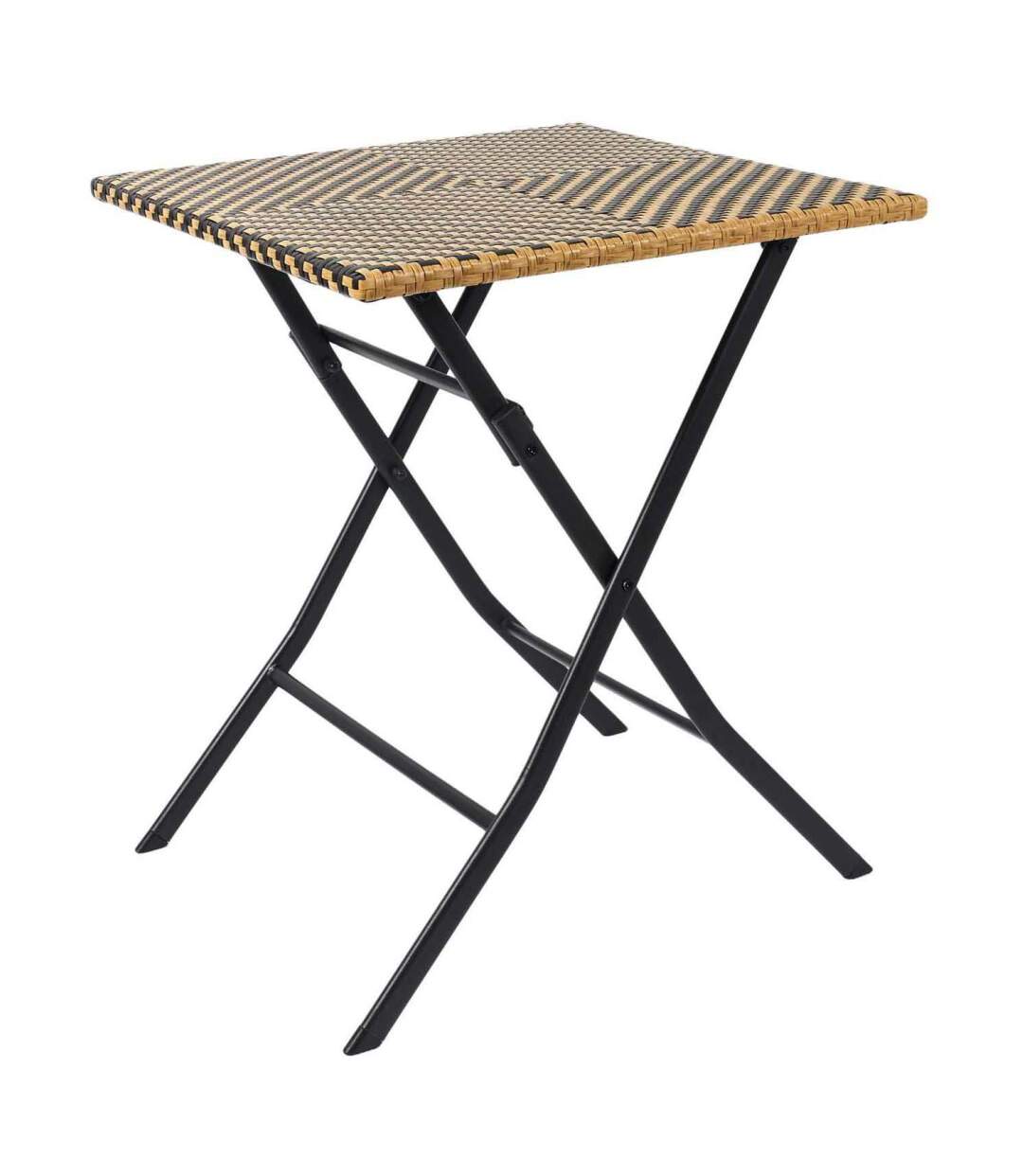 Table de jardin pliable plateau tressé