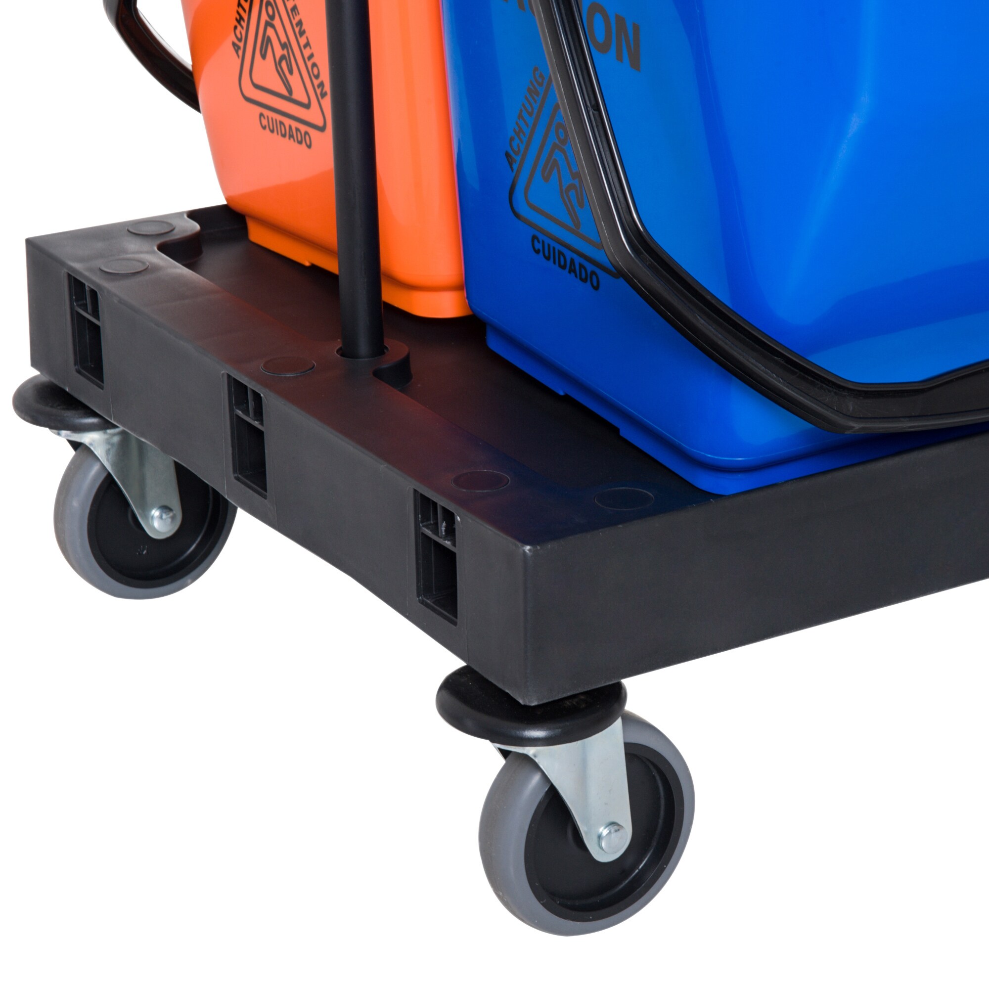 HOMCOM Putzwagen mit 4 leichtgängigen Rollen schwarz, blau, orange 111x 63,3x 103 cm (LxBxH)
