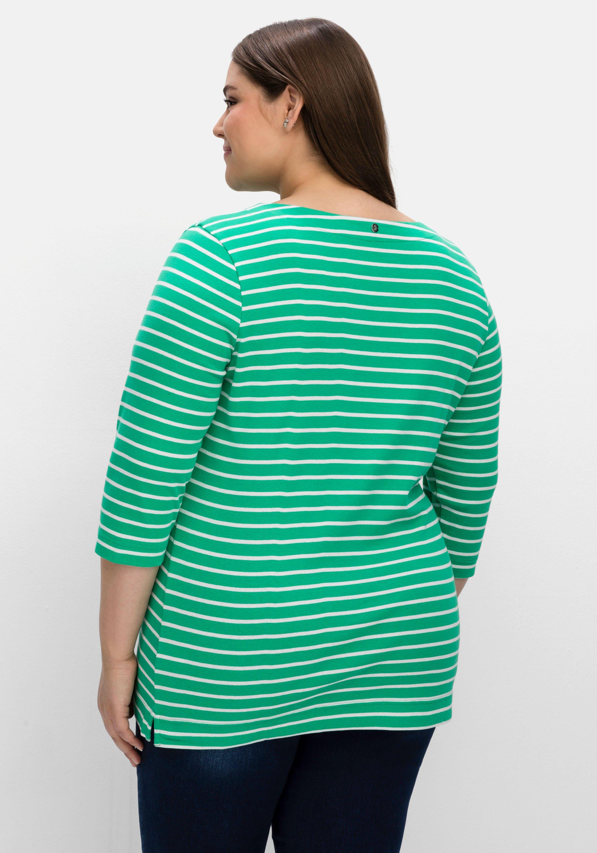 Ringelshirt mit kontrastfarbener Brusttasche