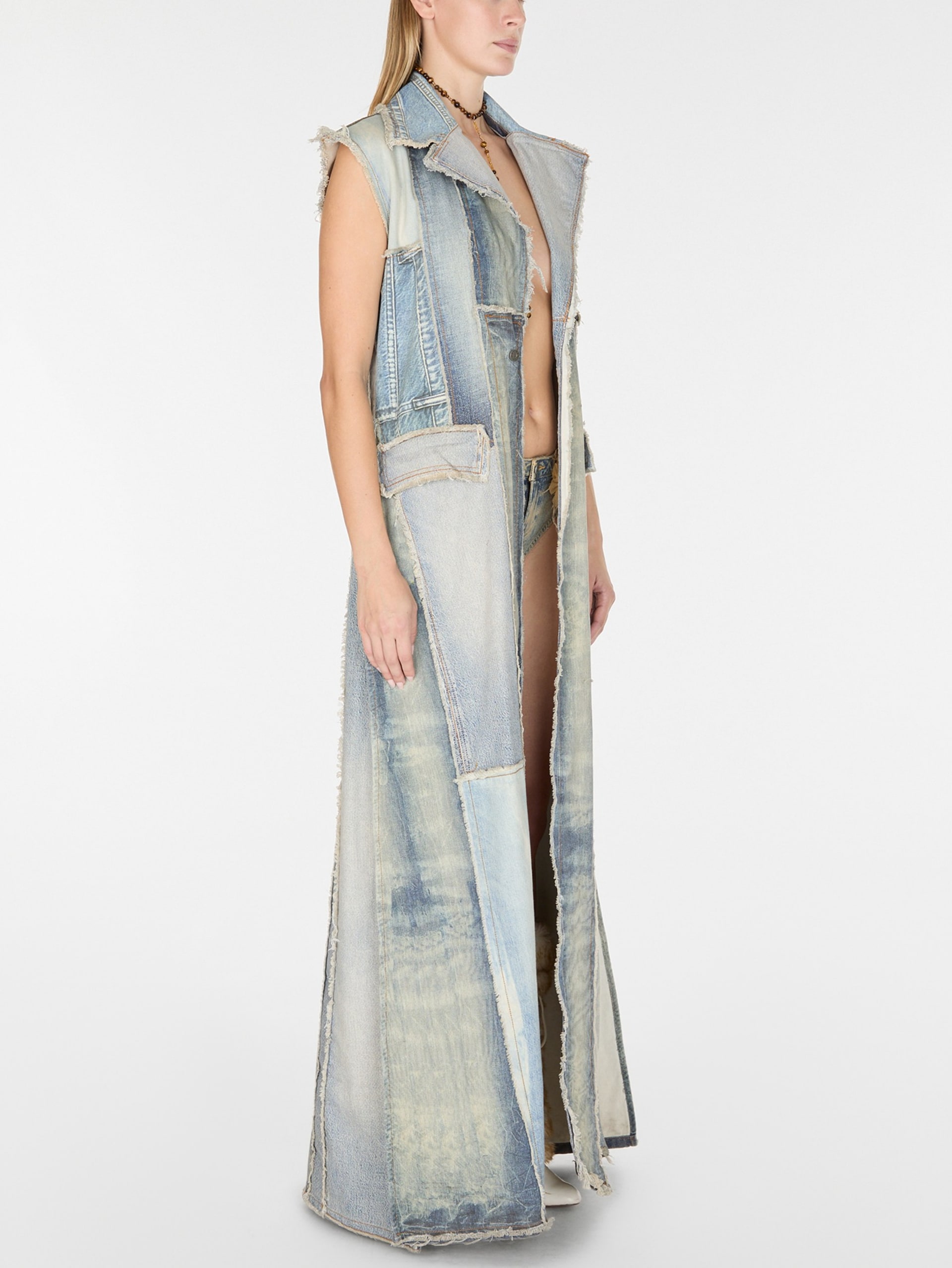 colete de jeans patchwork
