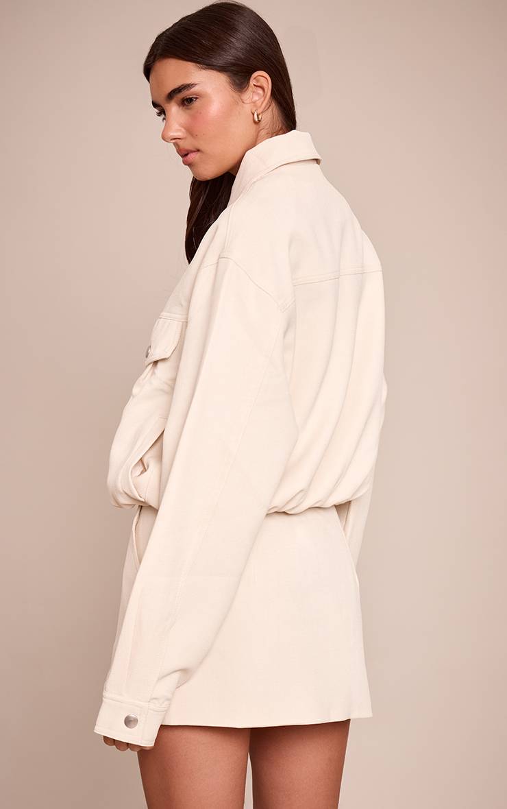 Crème Veste Oversize Tissée Ajustée Avec Détails De Coutures