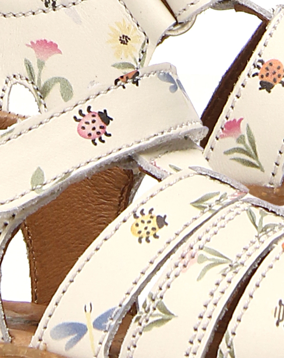 Klett-Sandalen BLUMENWIESE mit Zehenschutz in creme