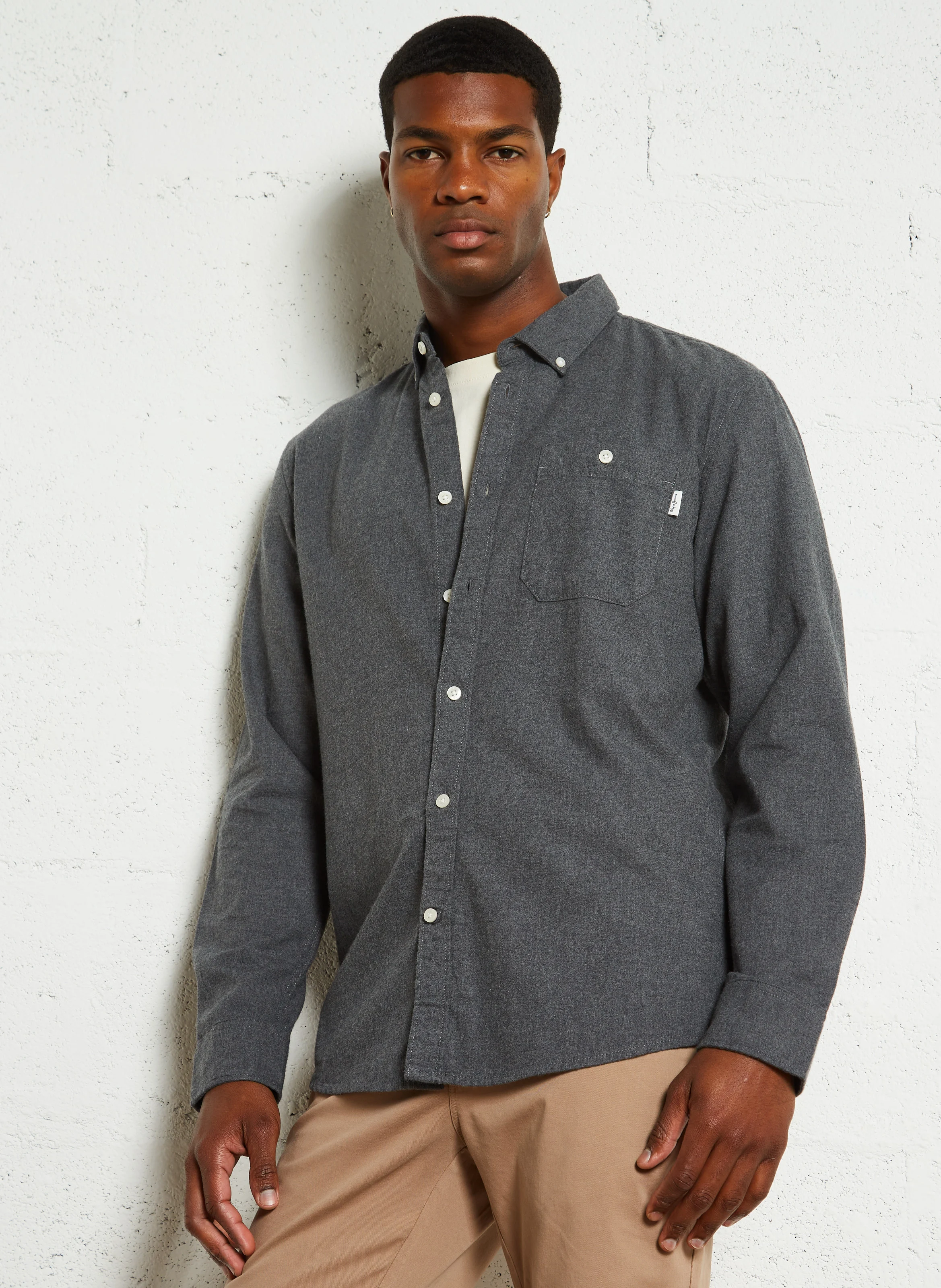 MIKE - Chemise regular en coton | Gris