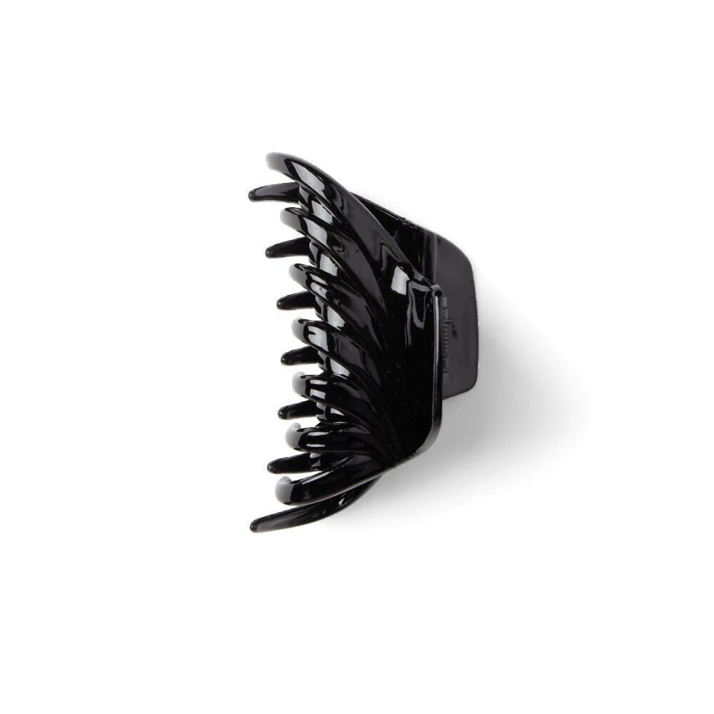 Pince à cheveux effet papillon plastique noir brillant 9cm