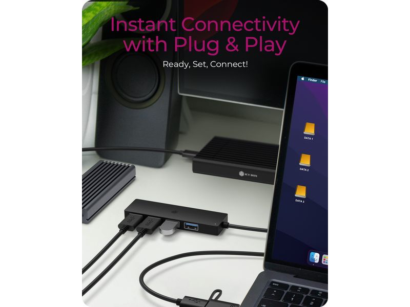 ICY BOX USB-Hub IB-HUB1424-C3 4-Port 4-Port Hub mit USB Type-C und Type-A Host-Anschluss