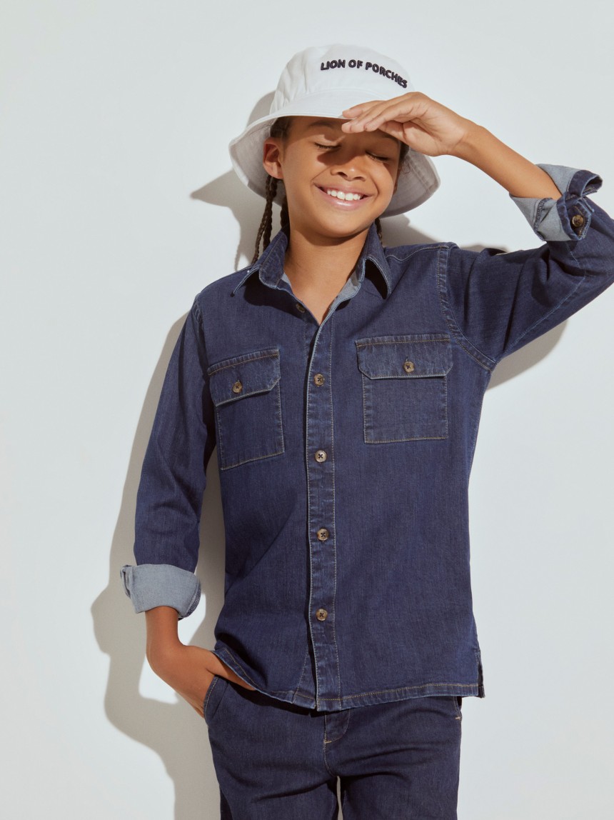 Camisa denim com bolsos