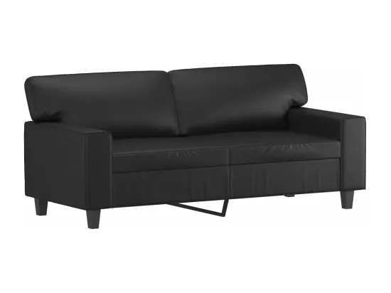 Canapé 2 places avec oreillers décoratifs noir 140cm similicuir