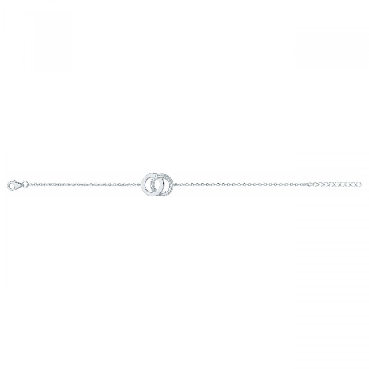 Bracelet souple mono-motif en Argent avec oxyde de zirconium blanc