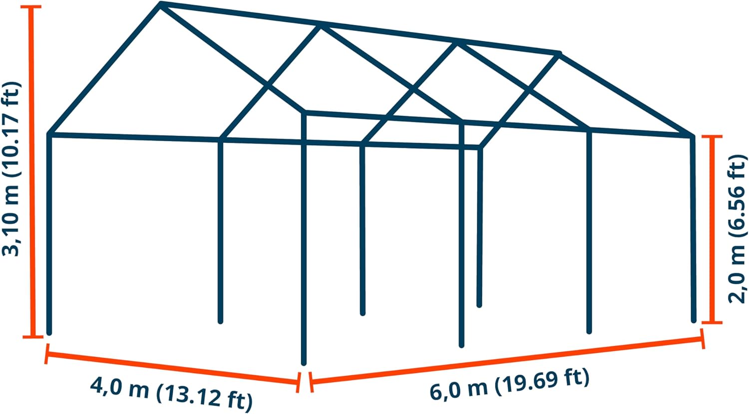 TOOLPORT Lagerzelt 4x6 m Zelthalle Unterstand Zeltgarage PE Plane 350 N wasserdicht in grau