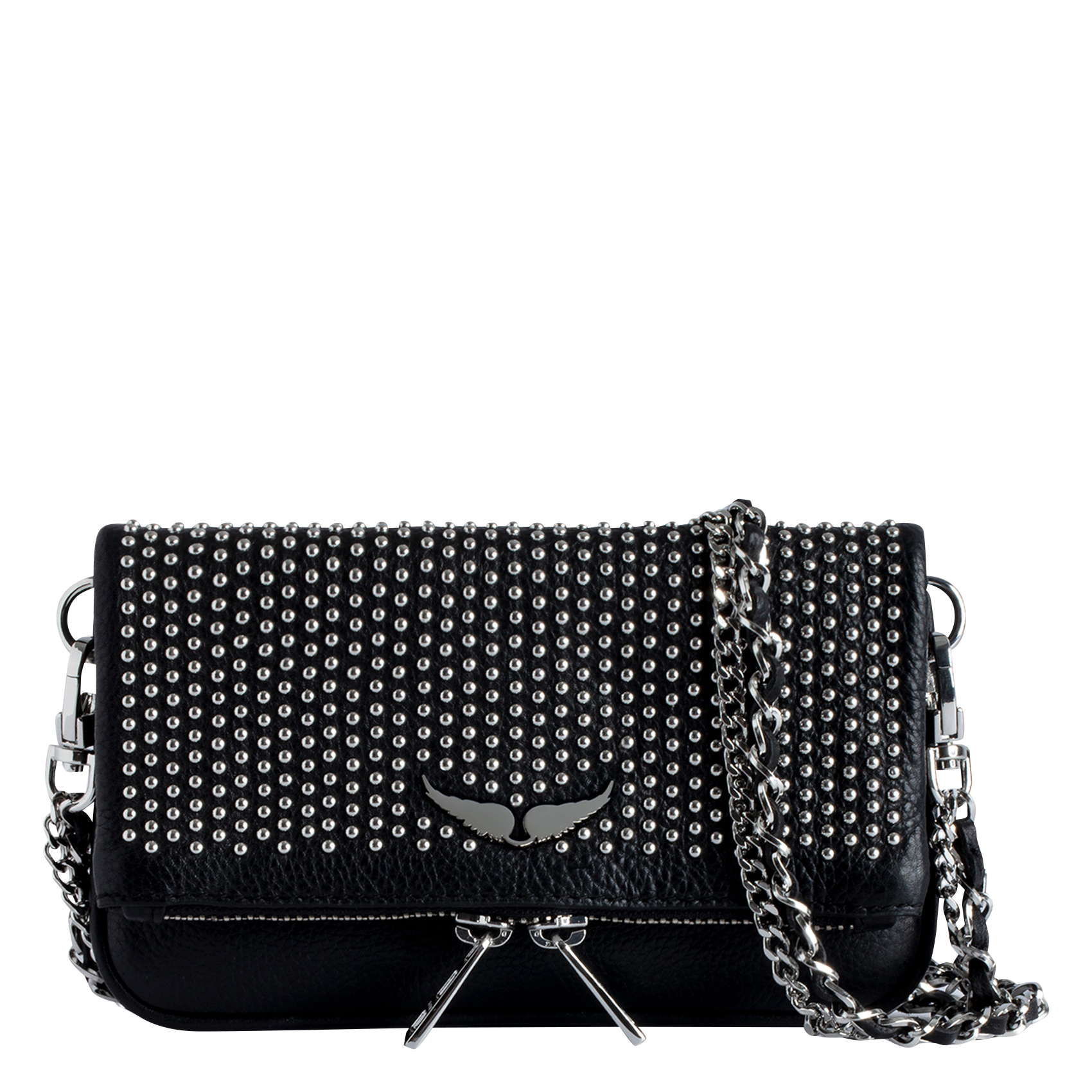 ROCK NANO - Sac épaule clouté en cuir | Noir