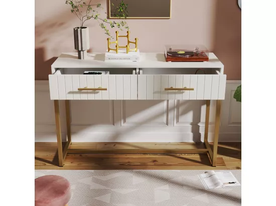 Buffet Commode avec 2 tiroirs 100x75x45 cm blanc