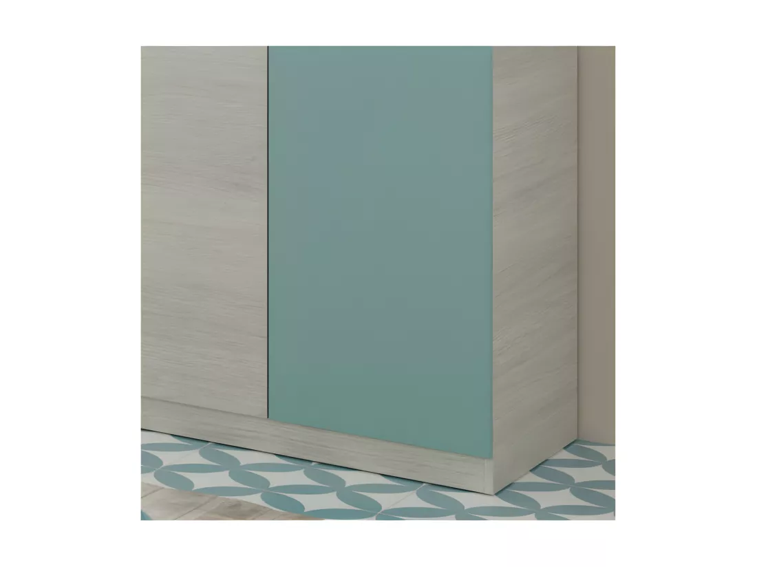 Armoire 3 portes battantes Bois blanchi/Vert - MONTEREY - L 90 x l 52 x H 200 cm