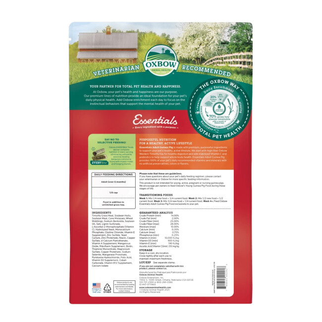 Oxbow Essentials - Aliment complet Cochon d'Inde
