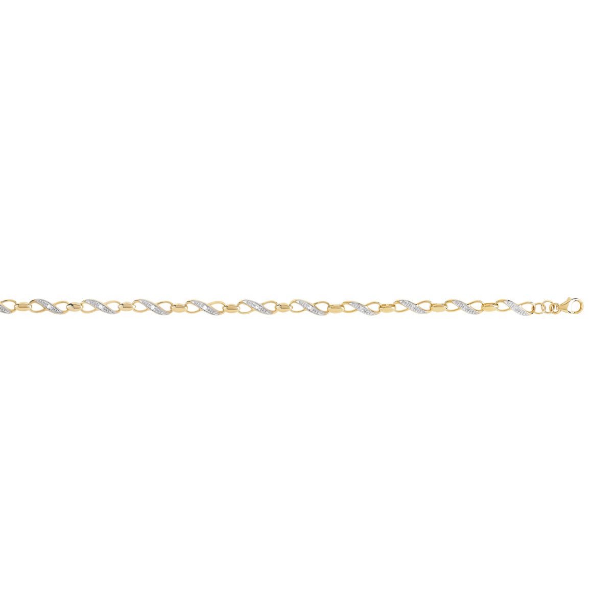 Bracelet or 375 2 tons diamants 19,5 cm
