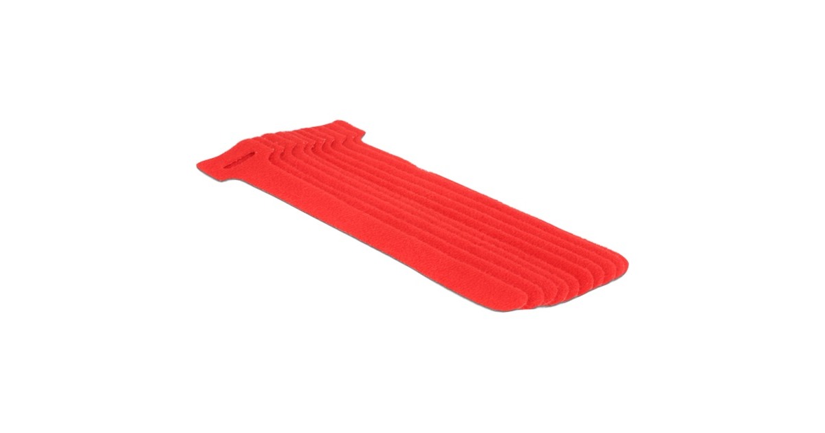 DeLOCKHook-and-loop fasteners, 10 stuks kabelbinder  (Rood, L 150 mm x B 12 mm)