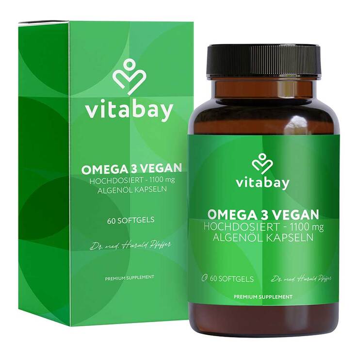 Omega-3 1100 mg vegan 600mg DHA + 300mg EPA Weichk., 60 St