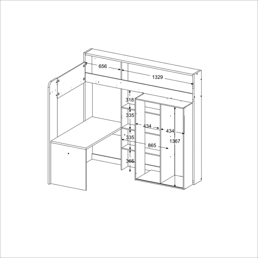 Parisot Multifunktionshochbett Higher 1 Esche Nordische Esche