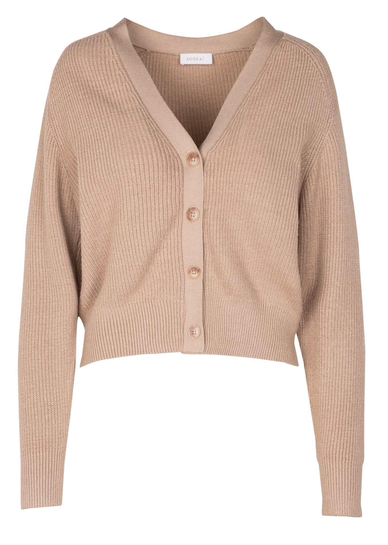 LOU - Cardigan boutonné à col v | Beige
