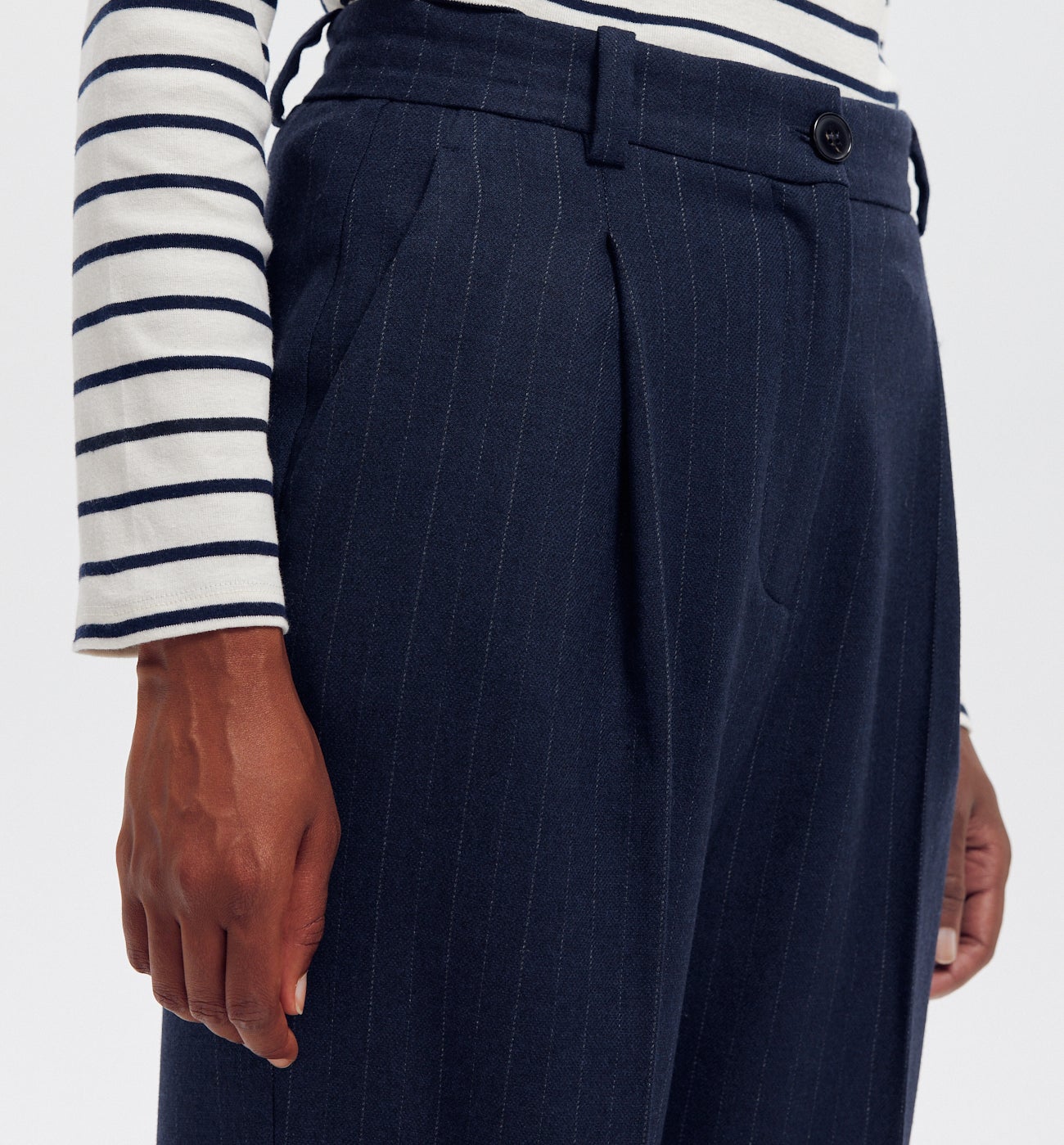 Pantalon de tailleur rayé - Rayé marine