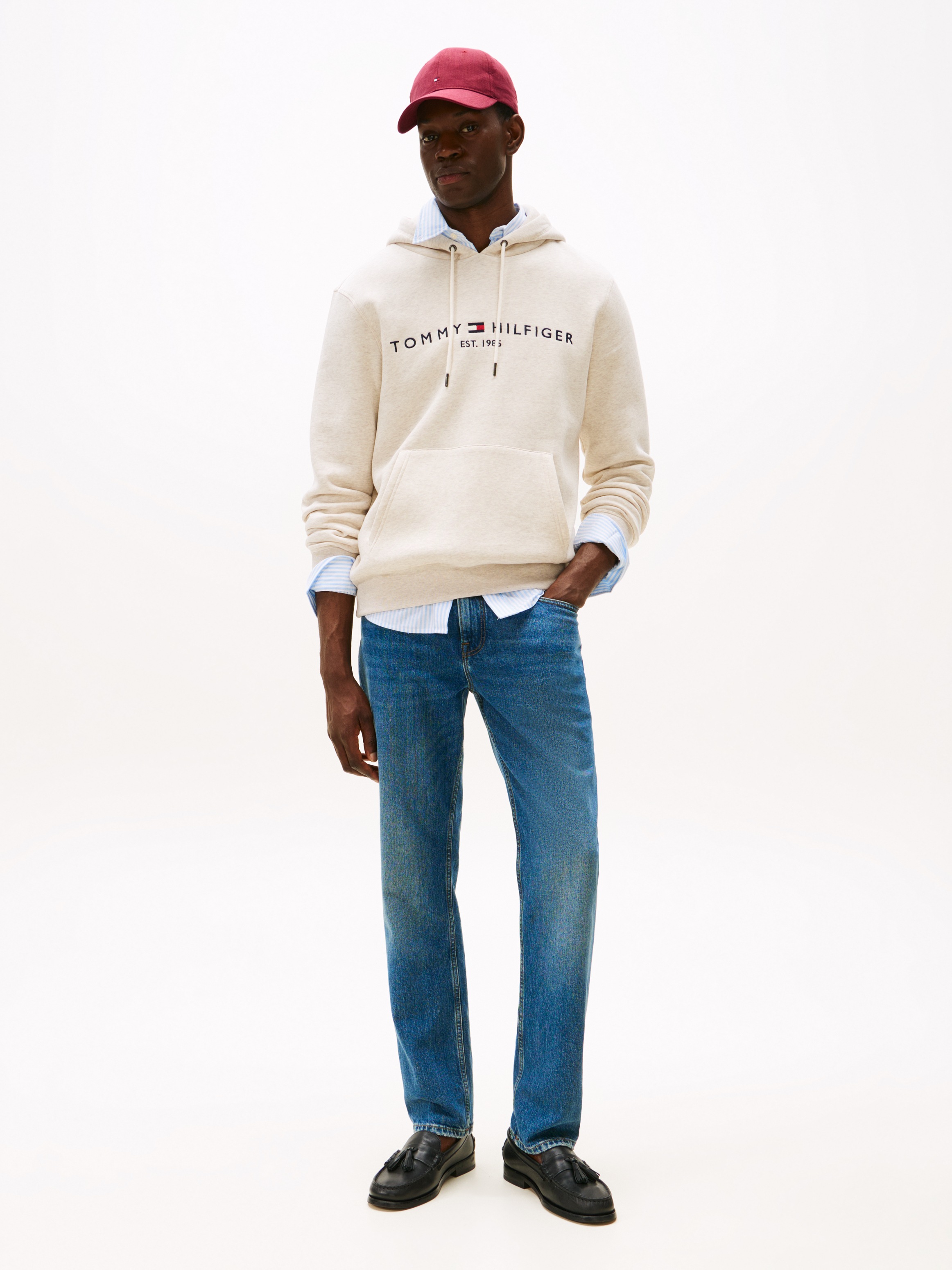 Tommy Hilfiger Kapuzensweatshirt »TOMMY LOGO HOODY mit Kapuze und Kängurutasche«, unifarben, casual, regular fit, Baumwollmix, Kapuze