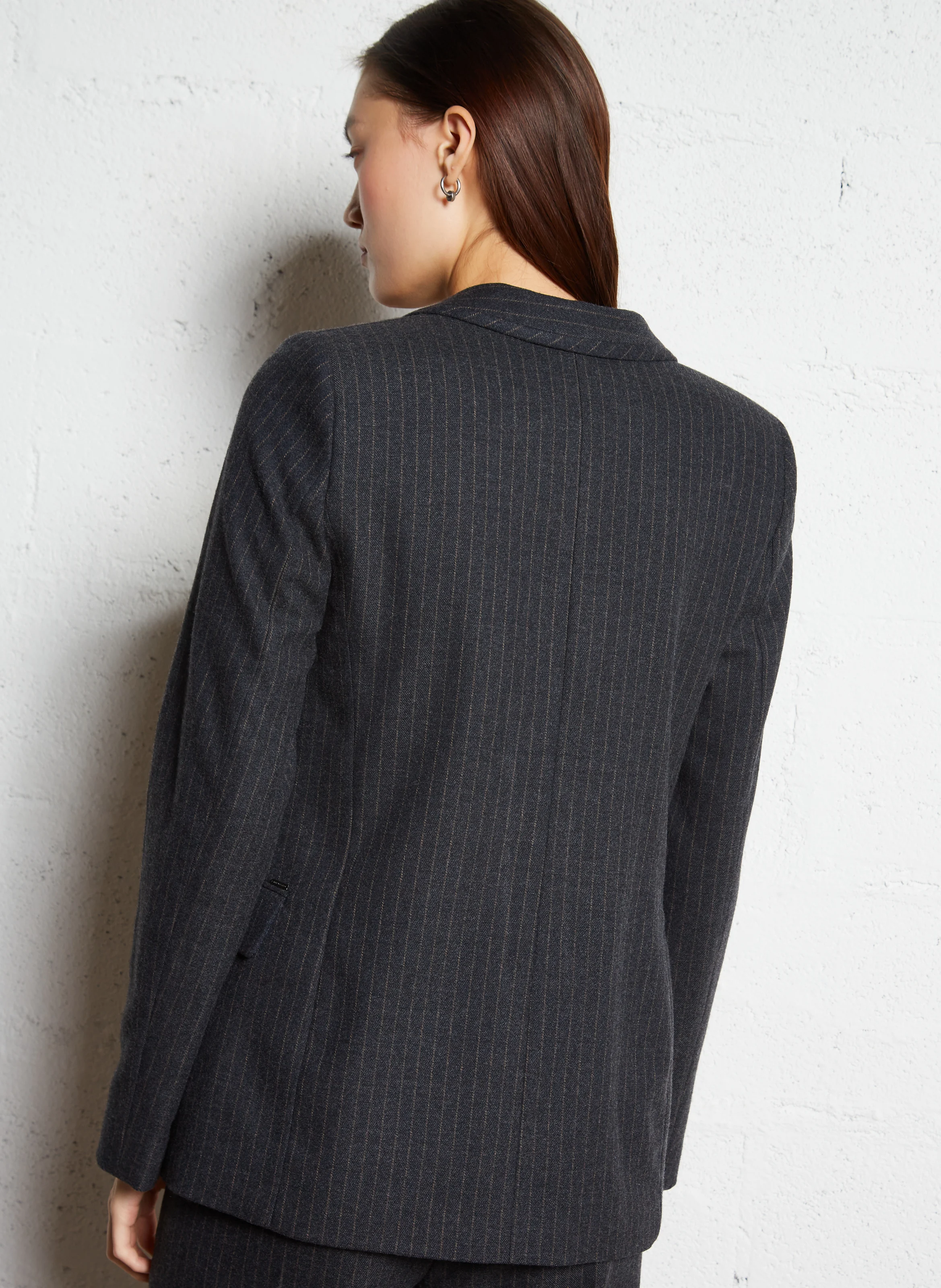 Veste tailleur cintrée à rayures | Gris