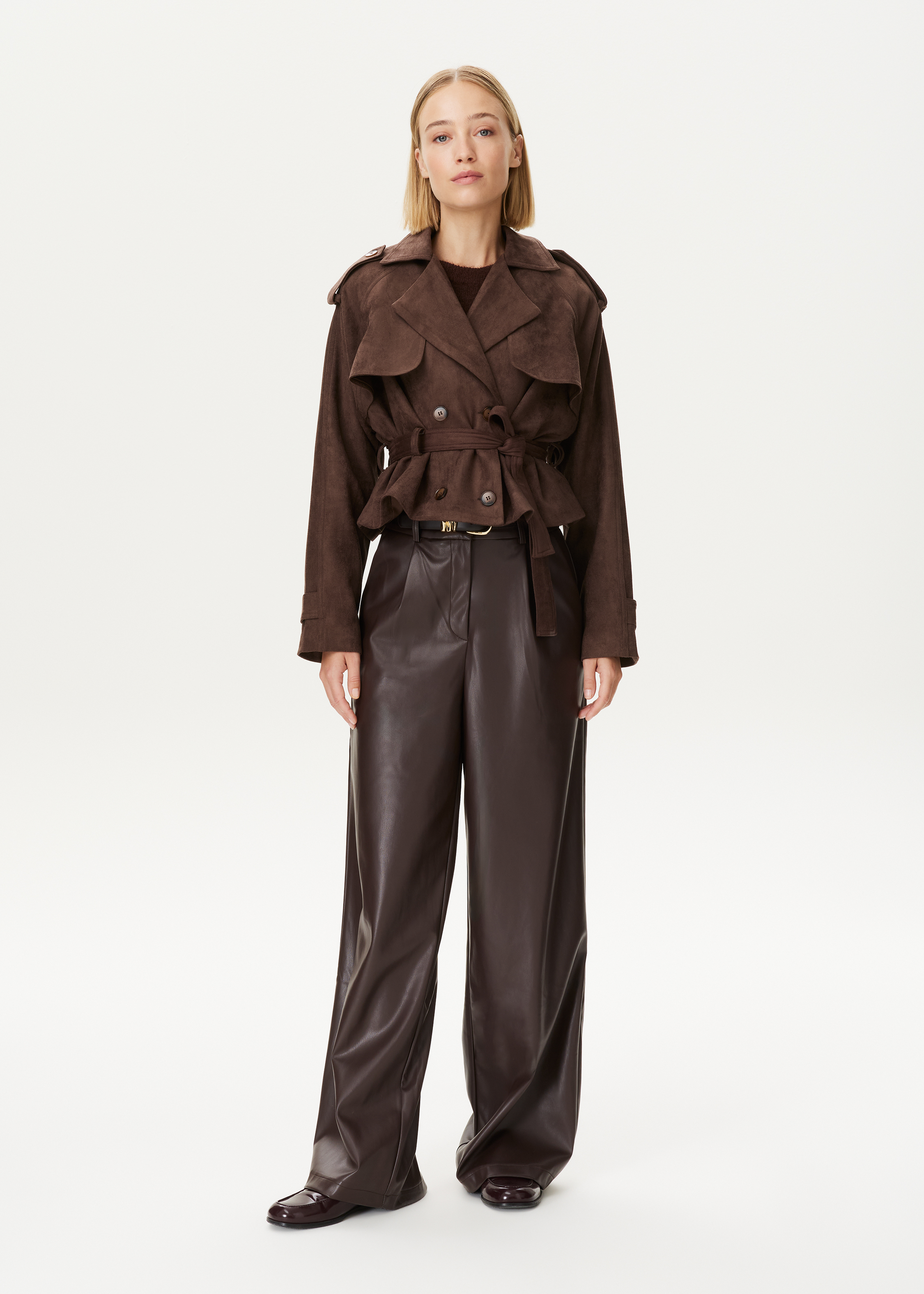 Suedine trenchcoat