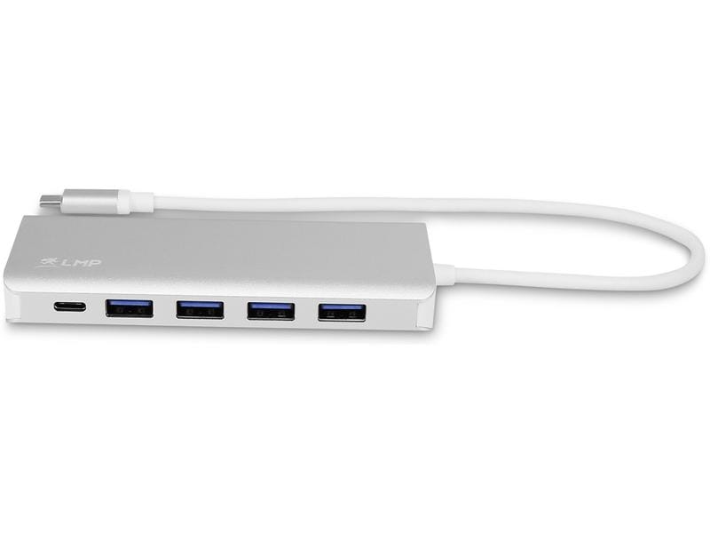 LMP USB-Hub USB Type-C – USB-A 3.0, USB -C Silber USB-Hub mit 3x USB-C und 4x USB-A Eingängen