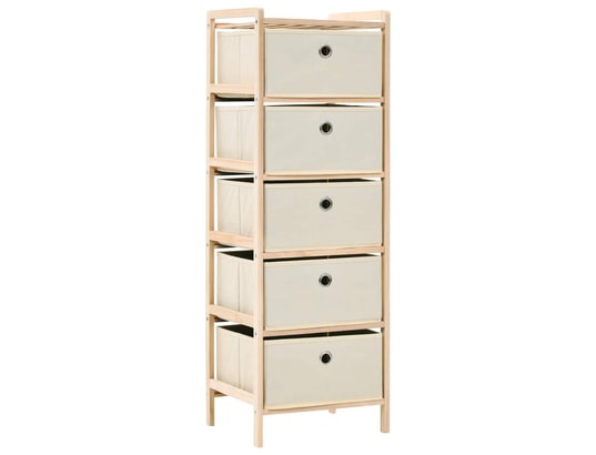 VIDAXL - Armoire étagère de rangement 5 paniers tissu bois de cèdre beige