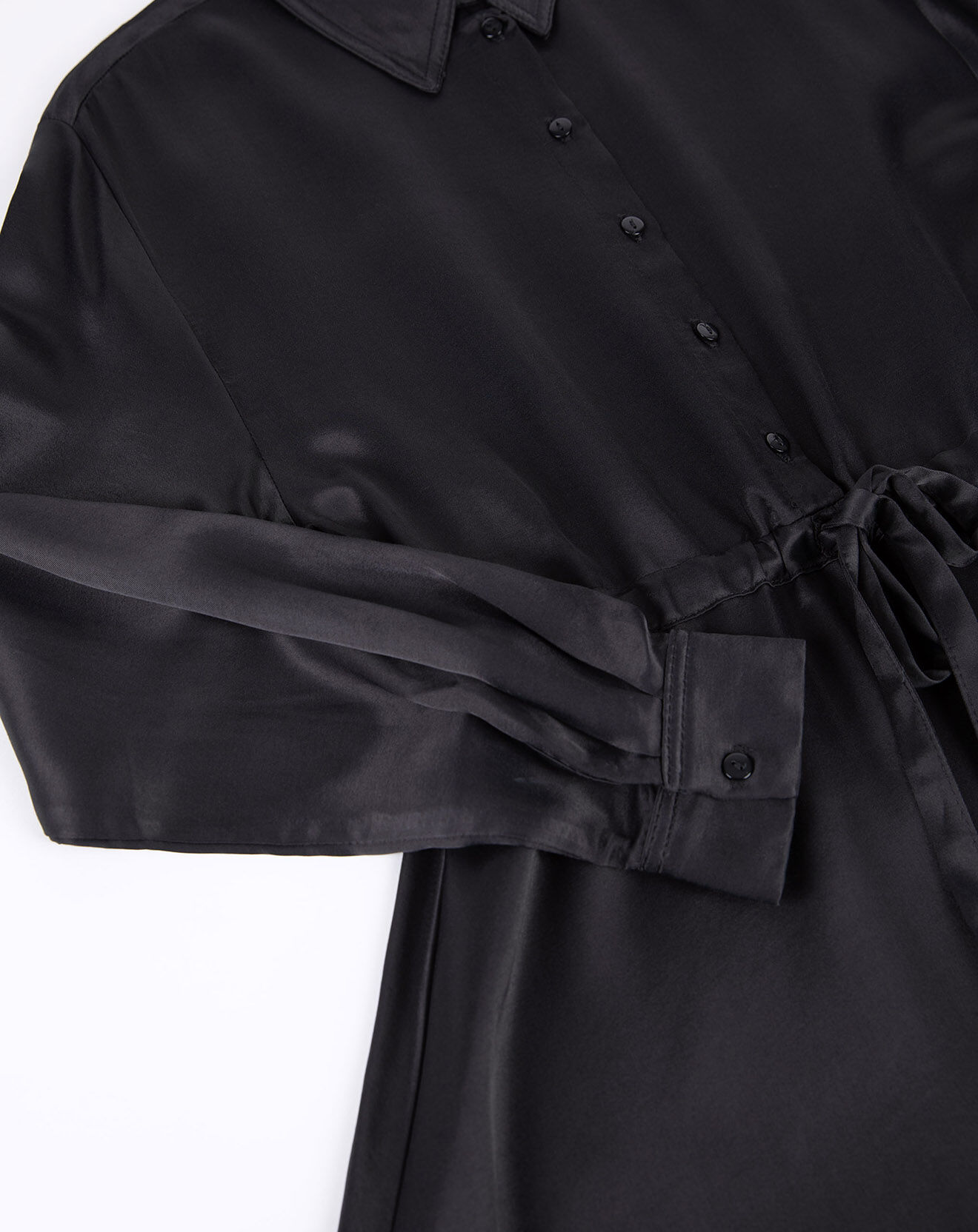 An'ge Robe chemise courte Muna effet satiné noire