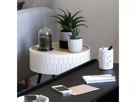 2 en 1 Table à Café et Coffre de rangement Blanc