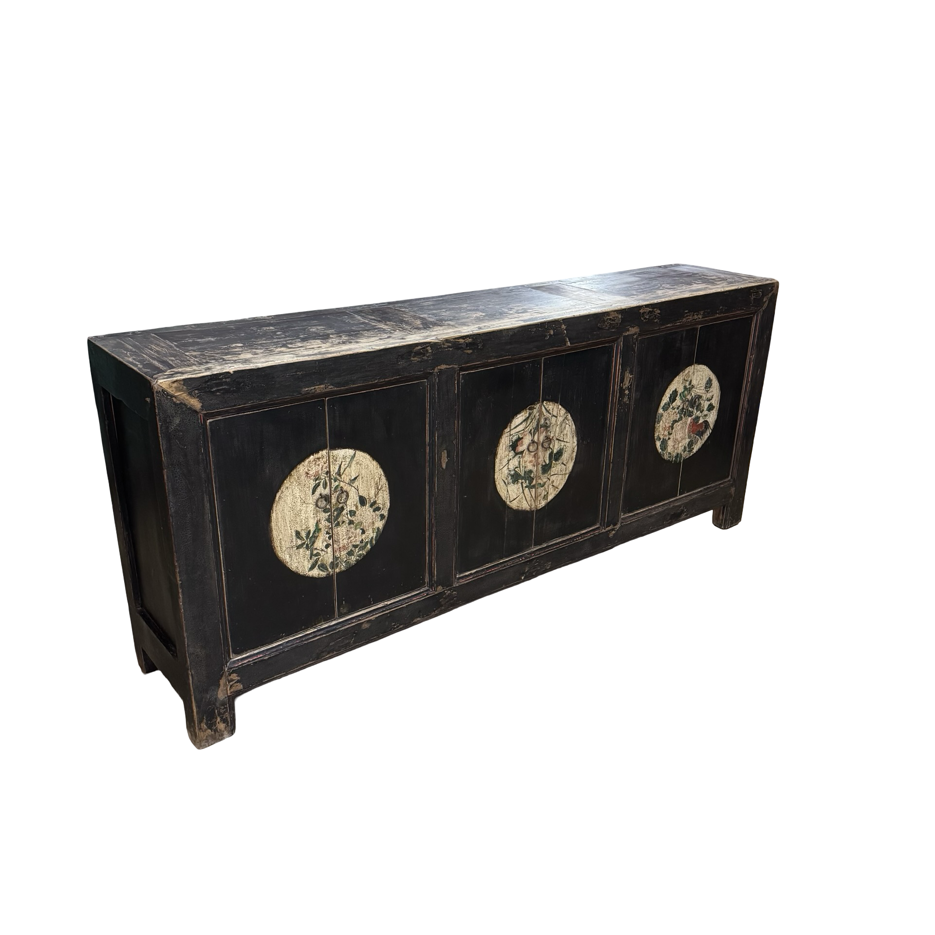 Dressoir 6dr zwart/beschilderd uniek