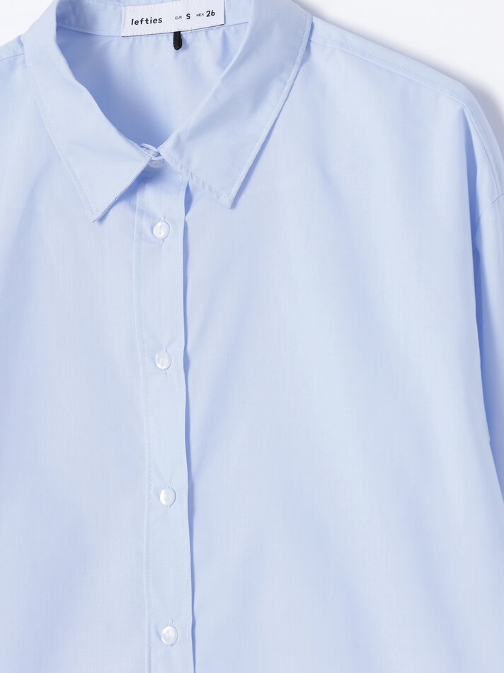 Camisa de popeline de manga comprida - Azul claro