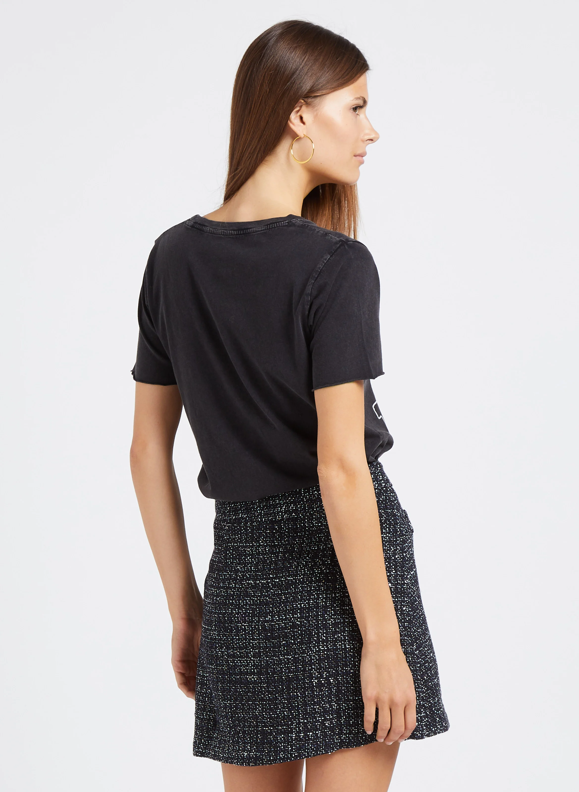 TIZIA - Tee-shirt droit col rond sérigraphié en coton bio | Noir