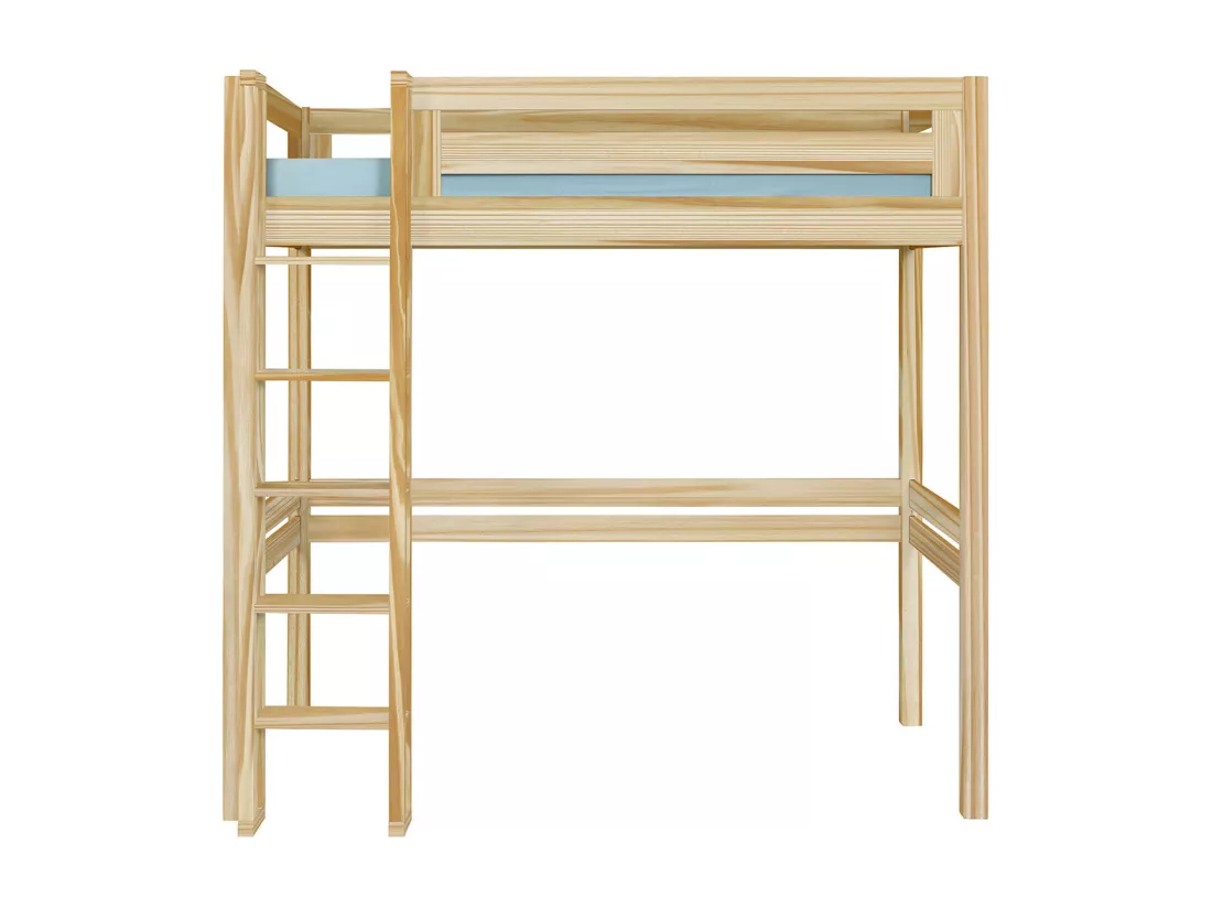 Pack Lit mezzanine 2 places avec matelas 120x190 cm bois massif bois naturel DORSÉ