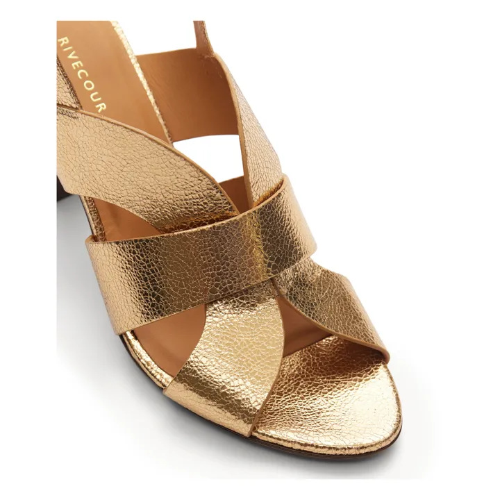 Rivecour Sandales Cuir Craquelé n°55 | Gold