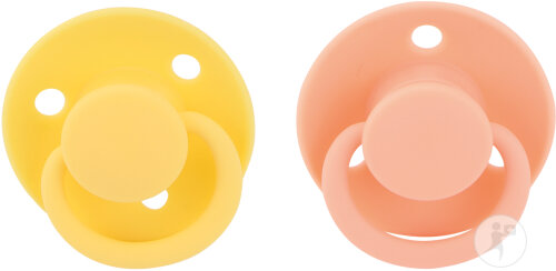 Nûby Sucette Ronde Cerise Avec Boutons Sur La Téterelle 6-36 Mois Jaune/Orange 2 Pièces