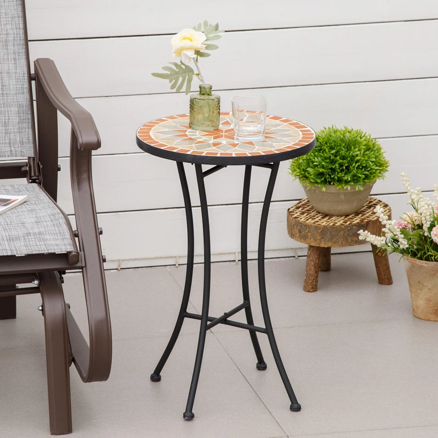 Outsunny Gartentisch mit Stahlrahmen bunt