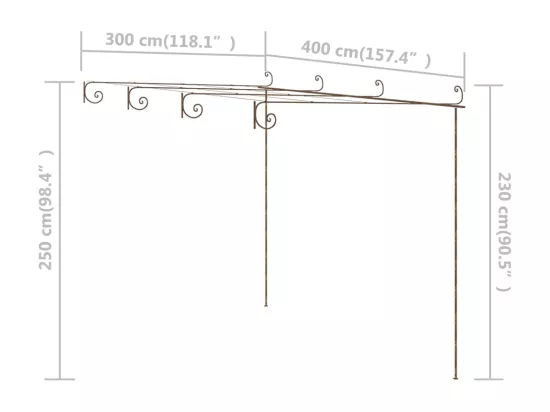 Pergola de jardin Marron antique 4x3x2,5 m Fer