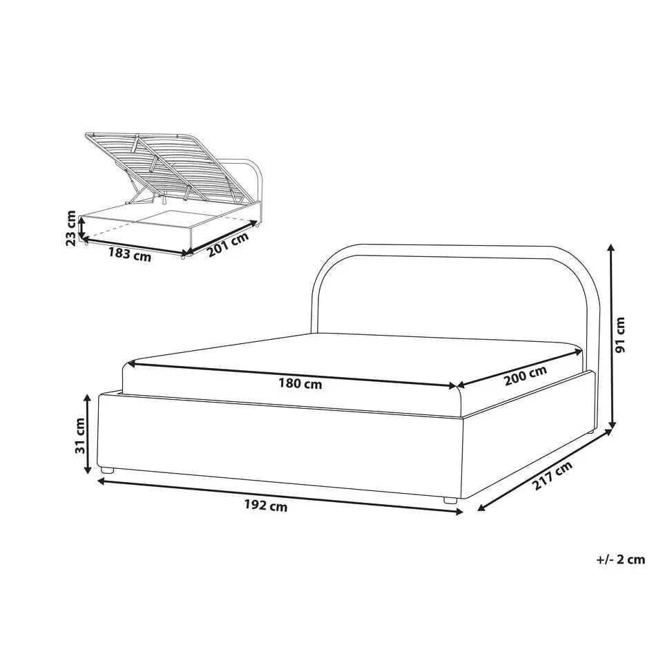 QUILLIEN - Bed met opbergruimte - Beige - 180 x 200 cm - Polyester