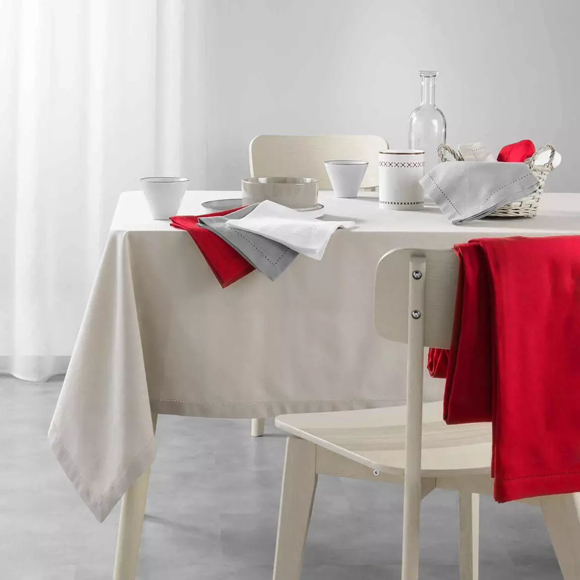 Nappe rectangulaire coton (140 x 240 cm) Charline Beige