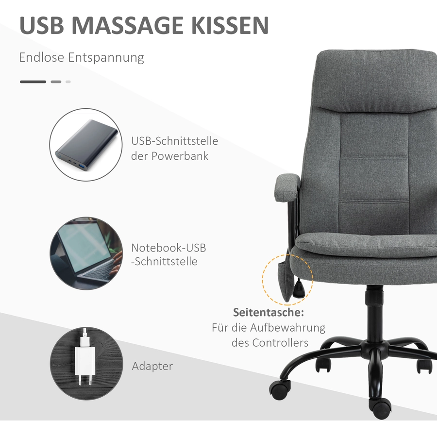 Vinsetto Bürostuhl  mit Massagefunktion grau