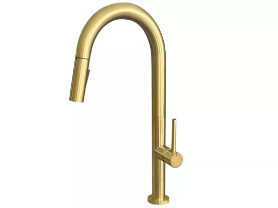 Portofino mitigeur évier à douchette extractible or brossé - Essebagno